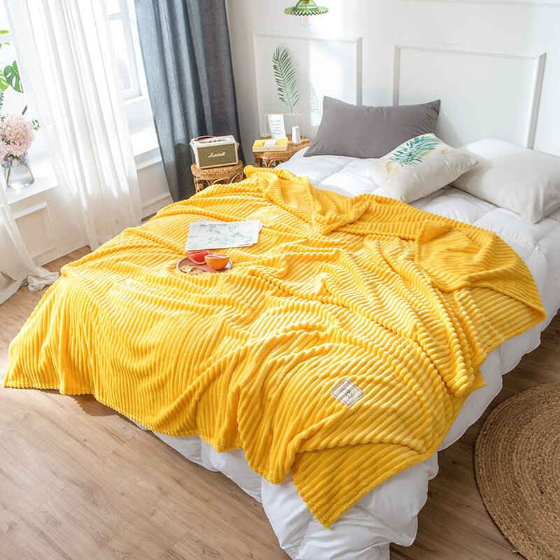 魔法绒小盖毯 懒人毯午睡空调休闲床单毛毯 靓丽黄 单毯子150*200cm