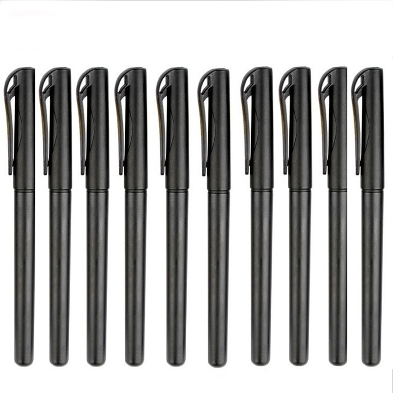 广告笔黑色中性笔塑料签字碳素笔0.5mm办公文具50支装 中性笔全针管头黑