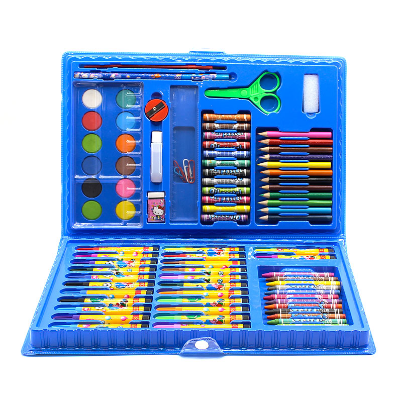 【买一送绘画本】儿童绘画水彩笔86/150件套装 学习绘画文具套装 86件绘画套装 蓝色款
