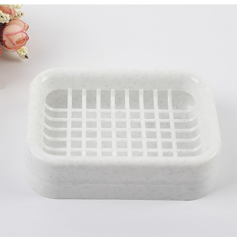 【浴室常备】卫生间创意香皂盒肥皂盒双层沥水免打孔网格创意皂架 网格款【白色加丝】