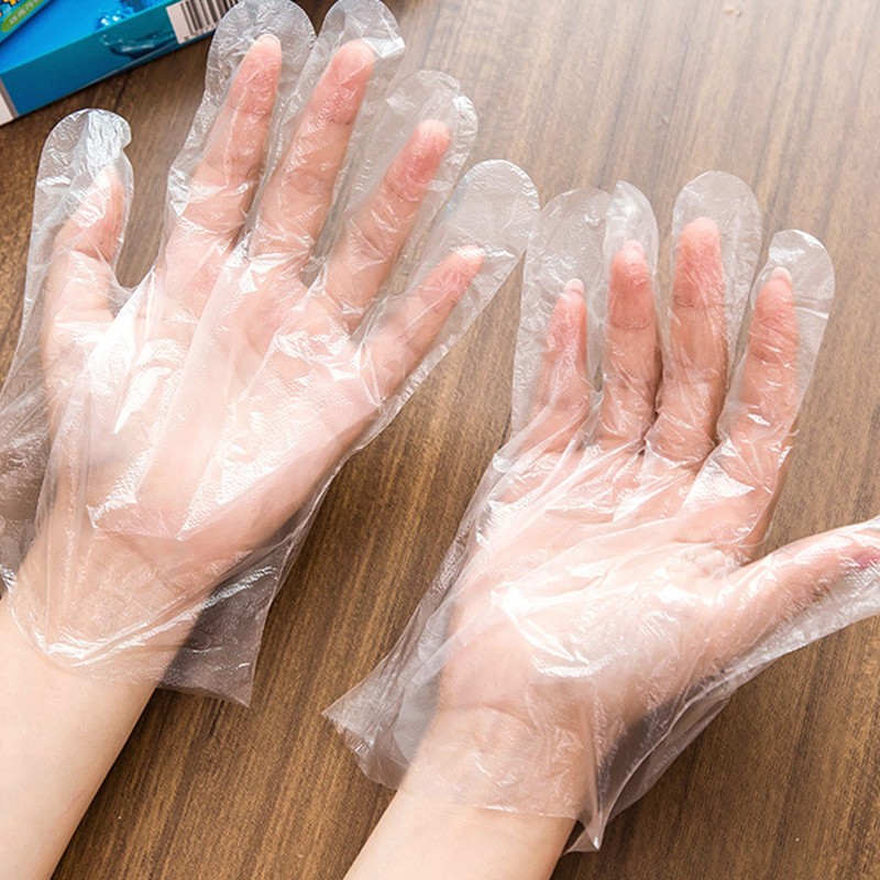 创意彩带包装透明卫生食品手套餐饮小龙虾美容塑料PE手套 三包300只