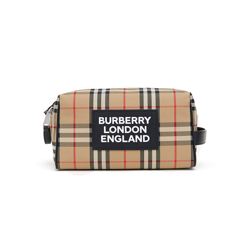 博柏利/巴宝莉 BURBERRY 男士典藏米色混纺徽标嵌花 Vintage 格纹手提包 80229551