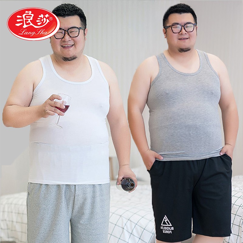 浪莎纯棉背心男士加肥加大夏季胖子棉背心青年福哥黑白灰色100%棉打底衫 白色+灰色【2件/100%纯棉】 XXL【180/105】