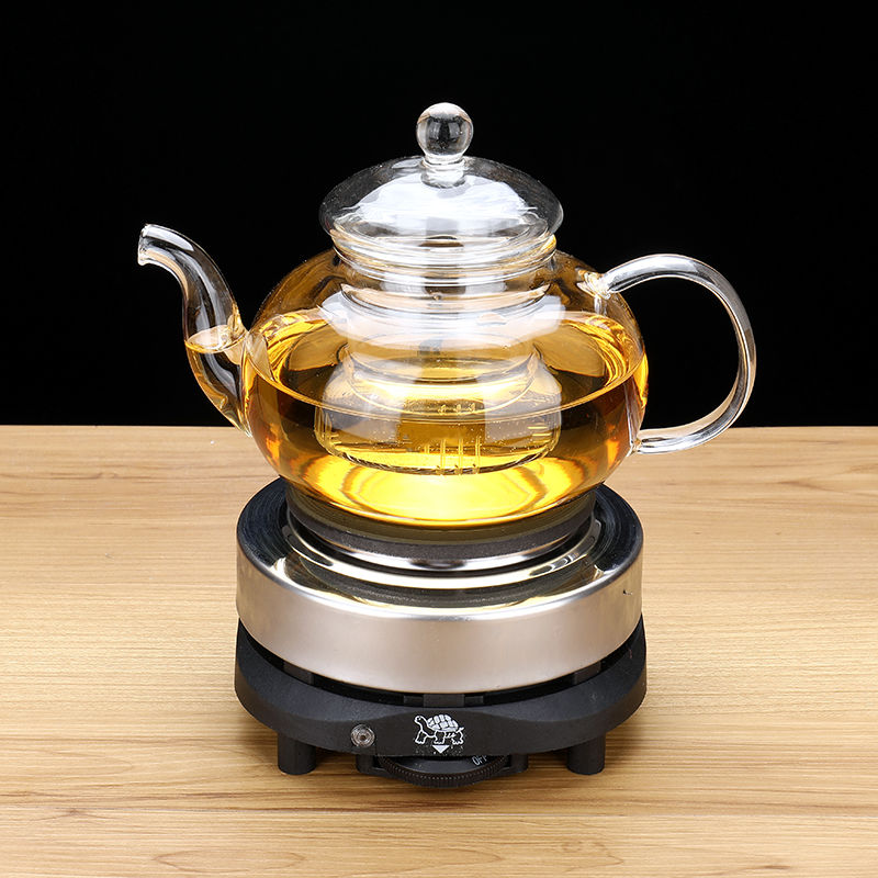 黑茶煮茶器蒸煮茶壶套装蒸汽蒸茶器蒸茶壶玻璃家用烧煮小茶炉茶具 800毫升花茶壶 壶+电热炉
