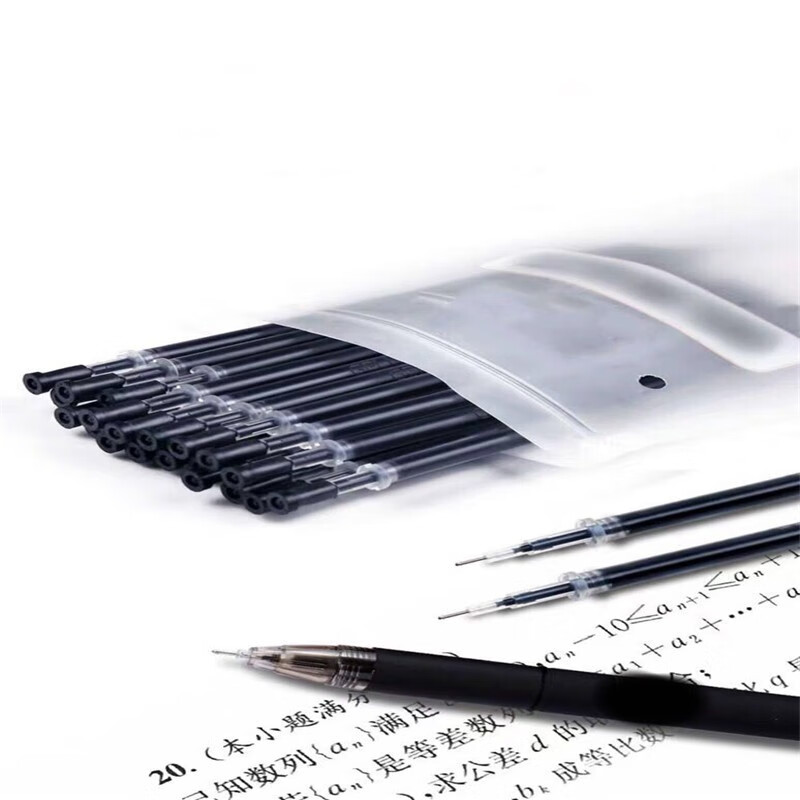 黑色针管头笔芯0.5中性笔黑色针管头笔碳素笔水性笔初中生文具用品 黑色 100支笔芯 （送10支磨砂笔）