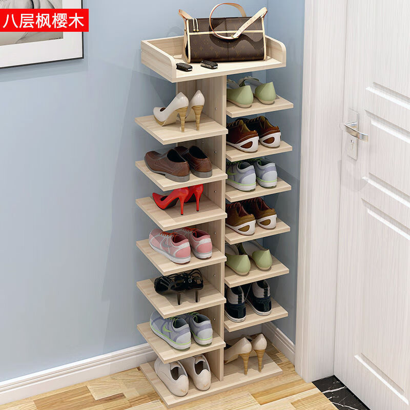 简易鞋架多层家用省空间鞋柜简约经济型大容量门口防尘小鞋架 8层枫樱木