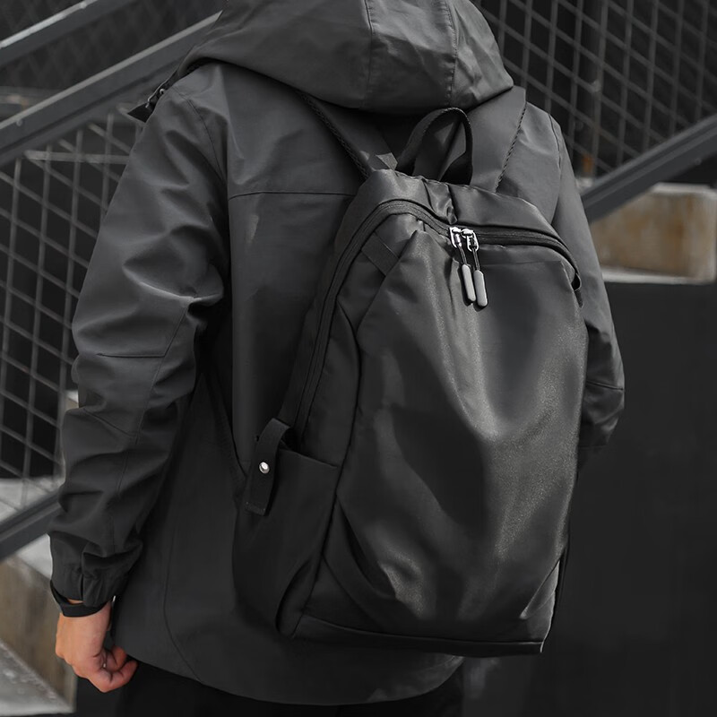 双肩包商务旅行背包大容量书包小米男士时尚电脑包高中初中女学生 黑色