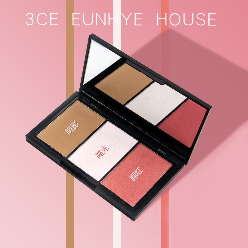 3CE Eunhye House腮红高光修容盘组合 阴影 瘦脸 鼻影 提亮肤色 粉质细腻 5g*3 002#波光紫粼