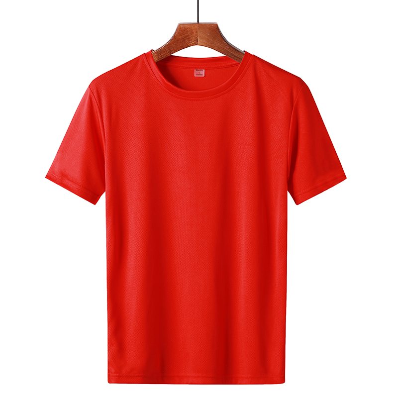 前五号（QIANWUHAO）速干t恤男短袖速干衣快干透气吸汗圆领跑步训练运动T恤 红色 M【90-110斤】