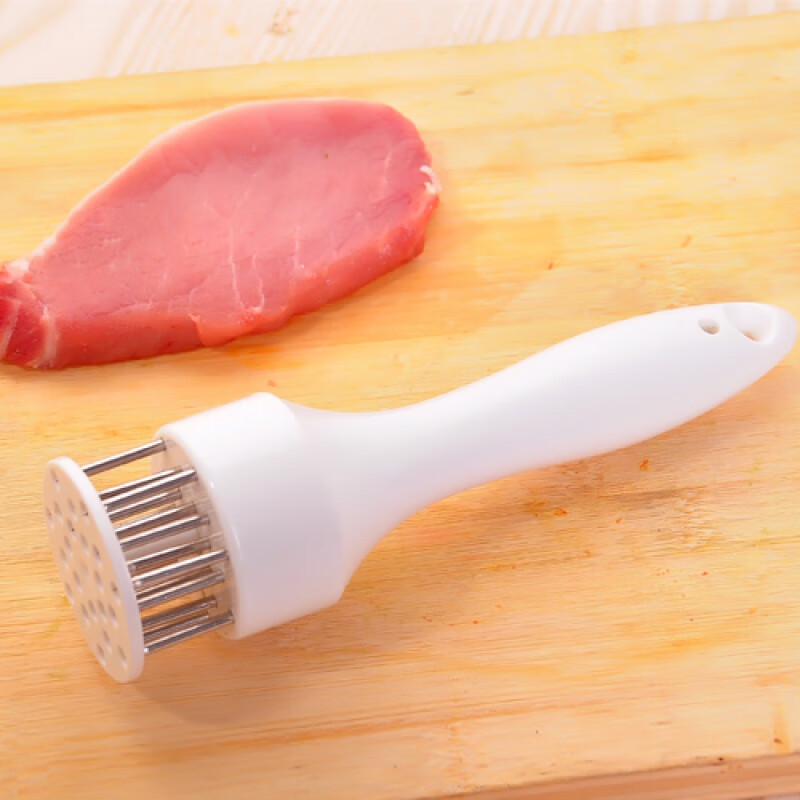 家用断筋嫩肉针日本德国松肉针敲肉锤不锈钢牛排扎孔器猪皮插 白色