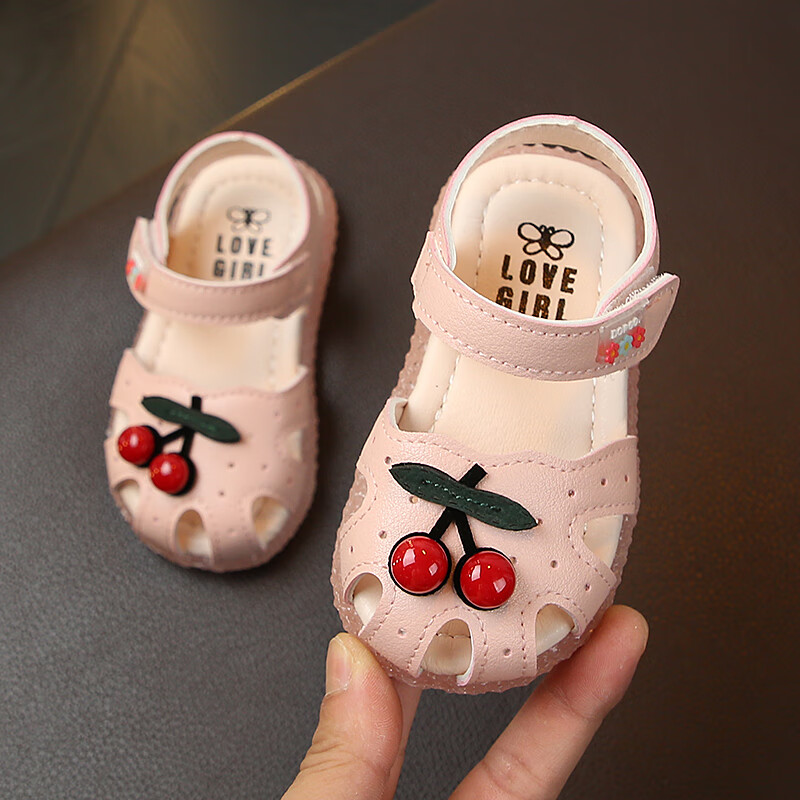 女童凉鞋夏新款包头宝宝鞋幼儿园软底婴儿学步鞋公主凉鞋1-2-3-6 粉红色 25码内长15.5
