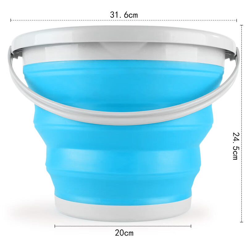 户外折叠水桶钓鱼折叠桶美术打水桶便携活鱼桶饵料盆户外洗车 大号蓝色10L