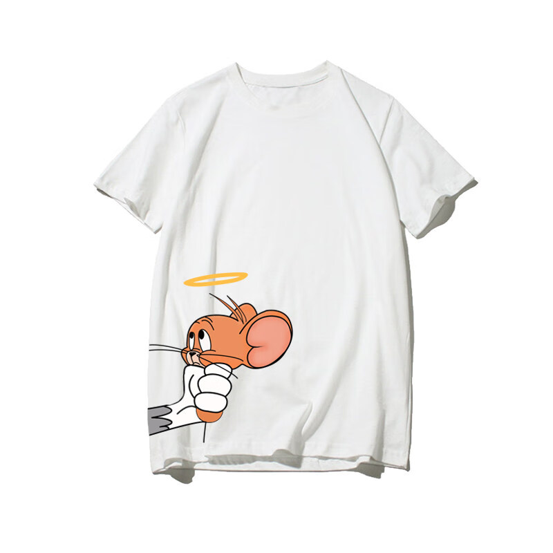 【拍一发二 需留言颜色尺码】2020新款 猫鼠联名短袖女宽松T恤 天使鼠白色 XL
