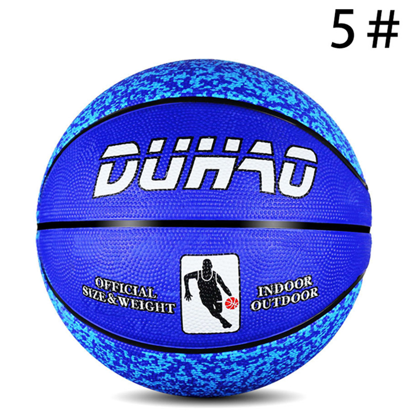 儿童篮球3号5号7号幼儿园球操小学生青少年室外耐磨橡胶蓝球 DH 5号迷彩蓝橡胶球 网兜+2球针