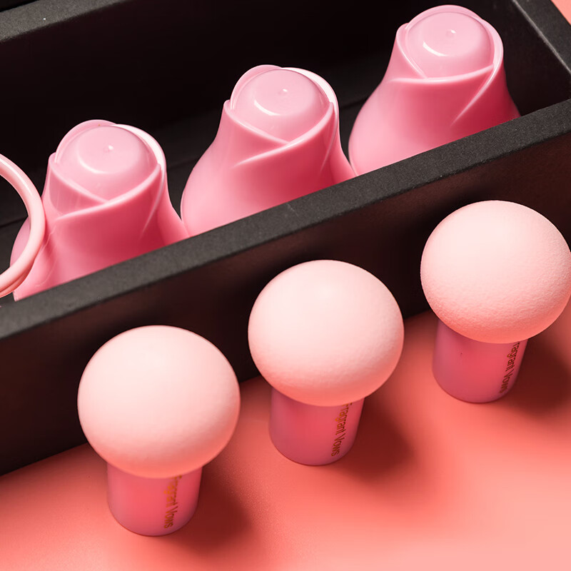 4个盒装海绵彩妆粉扑美妆蛋彩妆蛋气垫蘑菇头圆头干湿 浅粉色3个装