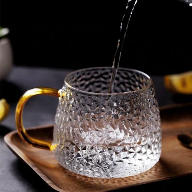锤纹杯贵妃杯圆趣杯子水杯带把加厚玻璃杯高硼硅耐热花茶杯果汁杯 锤纹单杯一个