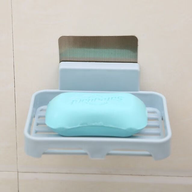 免打孔卫生间肥皂盒香皂架创意吸盘香皂盒壁挂式肥皂架浴室沥水盒 北欧蓝 香皂盒【2套】