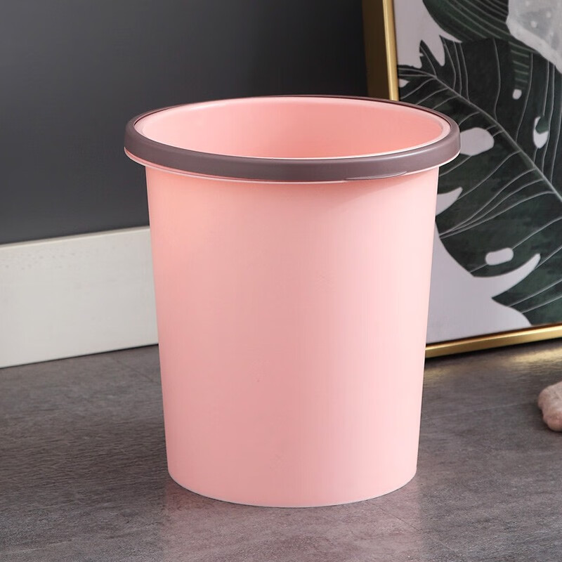 垃圾桶家用大小号塑料垃圾桶筒创意厨房客厅卧室卫生间厕所无盖纸篓 小号粉色 1个+20个垃圾袋