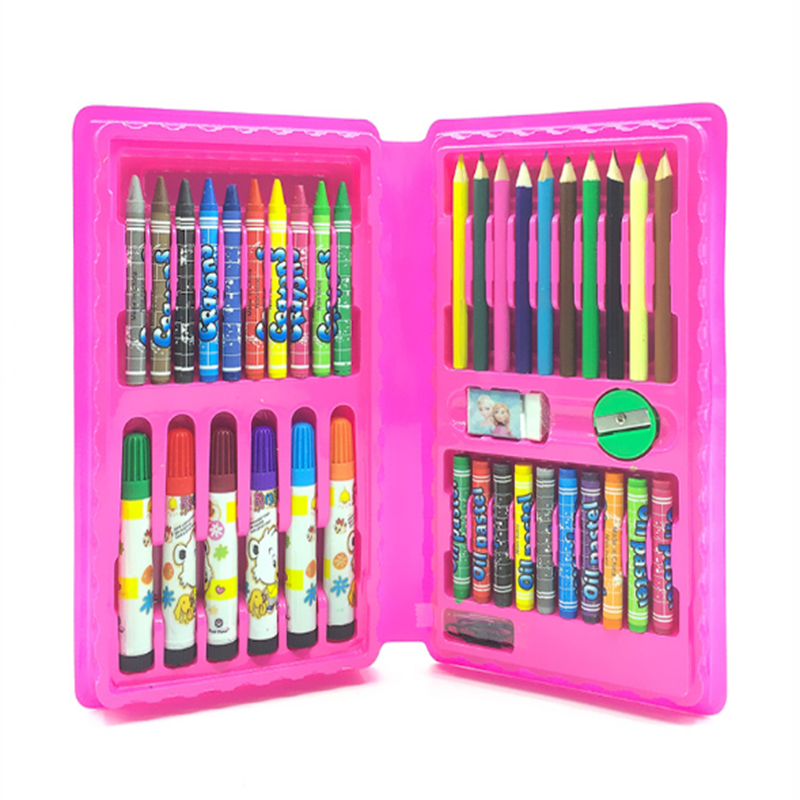儿童水彩笔套装42件套小学生绘画画笔彩色蜡笔套装幼儿园送小朋友礼物 粉色