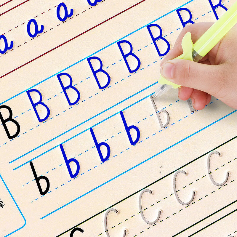人教版一二年级上下册同步凹槽练字帖贴楷书小学生儿童笔画写字本 英文字母(26个大小写) +10支笔芯1个笔杆1个握笔器