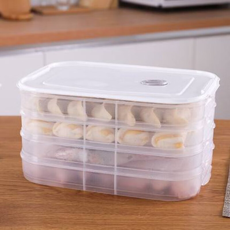 饺子盒冻饺子家用速冻水饺盒混沌盒冰箱鸡蛋保鲜收纳盒多层托盘 颜色随机 三层一盖
