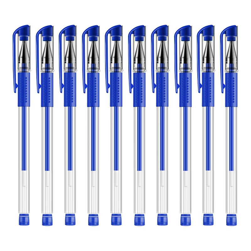 中性笔黑色笔芯0.5mm子弹头欧标写字笔学生办公签字笔考试碳素笔 蓝色 20支全针管