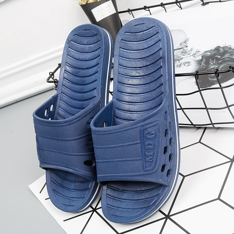 夏季新款防滑浴室拖鞋pvc男女室内家居洗澡四季情侣款塑料拖鞋 深蓝色（穿坏包退换） 44