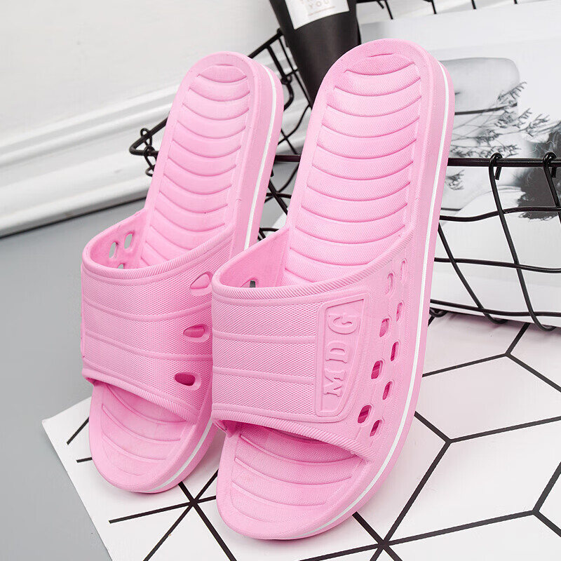夏季新款防滑浴室拖鞋pvc男女室内家居洗澡四季情侣款塑料拖鞋 粉红色   女款（穿坏包退换）  39