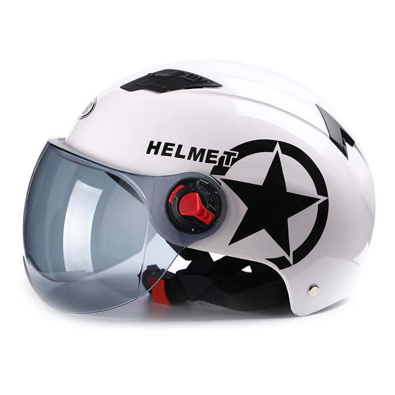 厂家直销哈雷头盔一个也卖  人气头盔电瓶车头盔 白色 茶色镜片