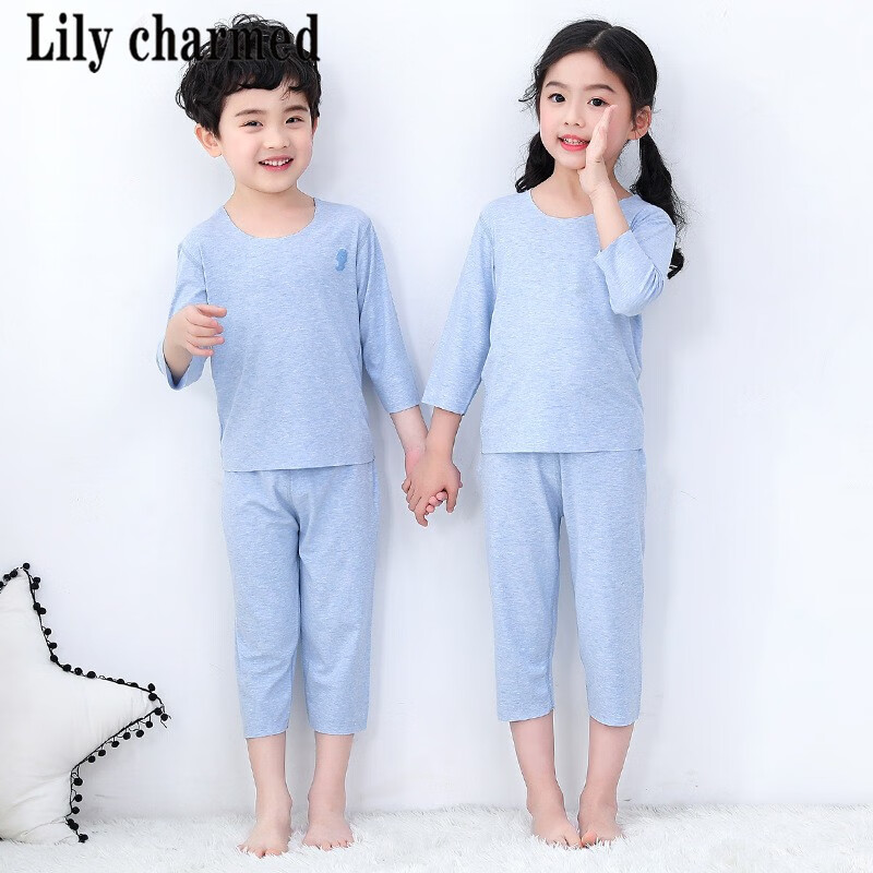 Lily charmed儿童无痕七分袖服套装冰丝莫代尔夏季薄