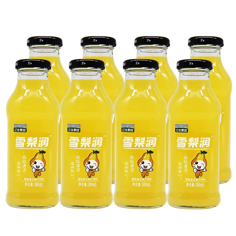 亿佳果园 雪梨汁果汁饮料益生菌发酵整箱量贩装300ml*8玻璃瓶