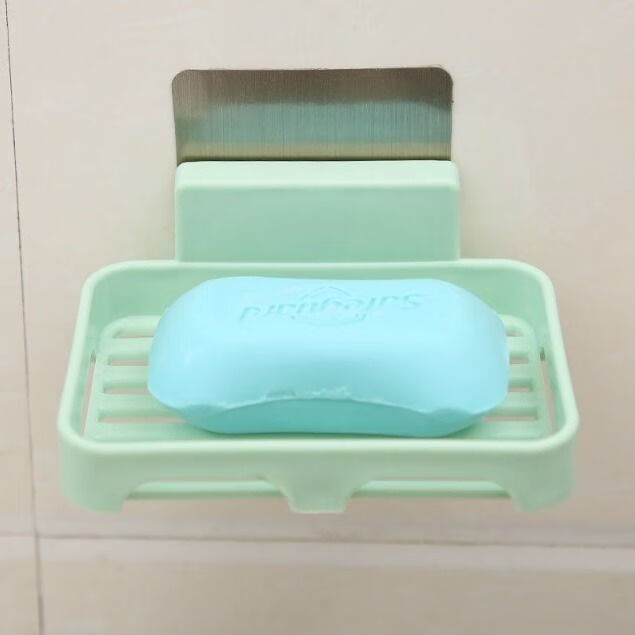 肥皂盒壁挂香皂盒沥水卫生间香皂架肥皂架免打孔浴室肥皂盒置物架 北欧绿 香皂盒【2套】