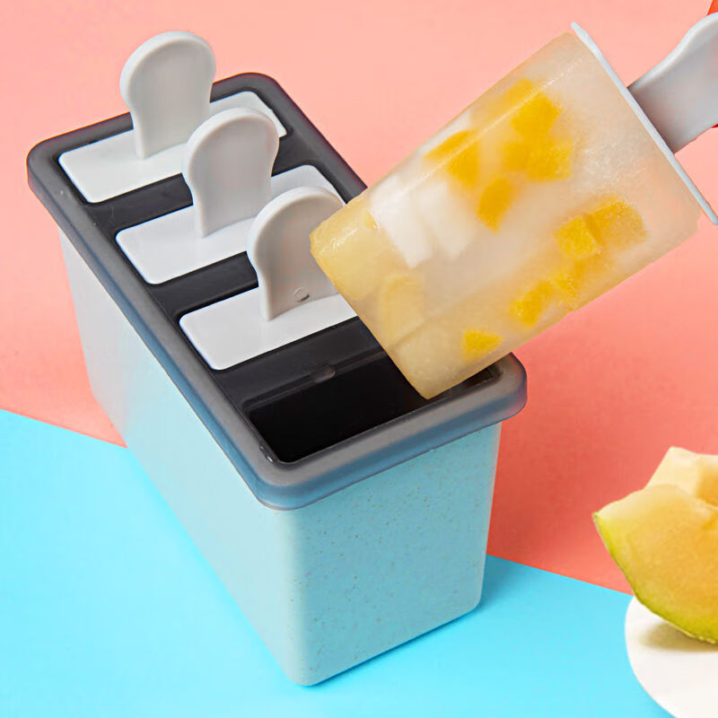 做冰淇淋雪糕模具网红自制作冰棒模具DIY冰糕家用儿童冰格冰棍盒 【大号】雪糕复古白4只装