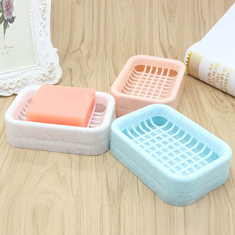 双层肥皂盒香皂盒架沥水镂空免打孔浴室卫生间厨房 沙点款网格皂盒 2个