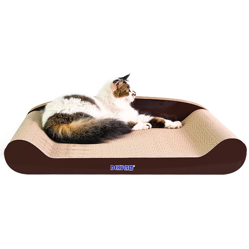 得酷 沙发猫抓板 大号背靠式瓦楞纸磨爪器猫窝 逗猫玩具猫沙发宠物猫咪用品 咖啡色猫板60CM