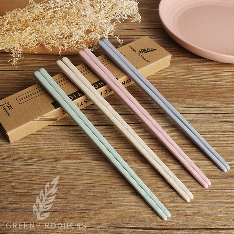 日式小麦家用防滑筷子套装创意无漆无蜡成人儿童快子餐具家庭装4双套装 筷子-4色-4双装