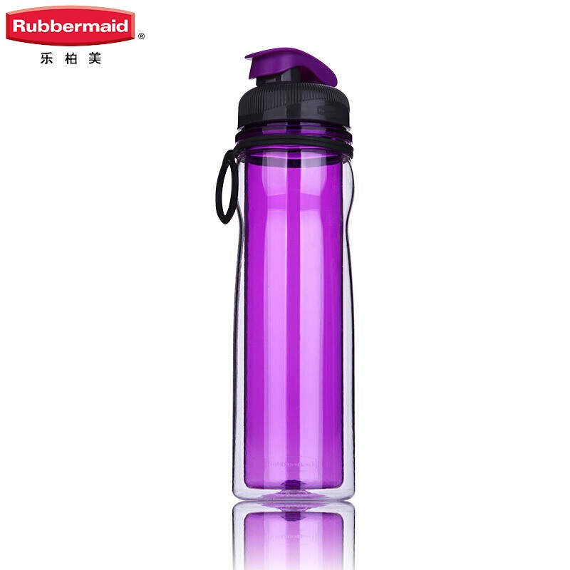 乐柏美（Rubbermaid）双层水杯男女户外水瓶塑料杯子运动便携水壶500ML旅行茶杯随手杯 紫色