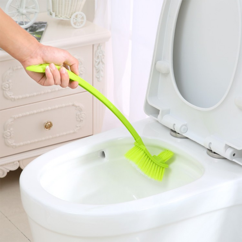 塑料马桶刷洗则所用品长柄厕所长把硬毛刷子卫生间无死角缝隙家用 绿色