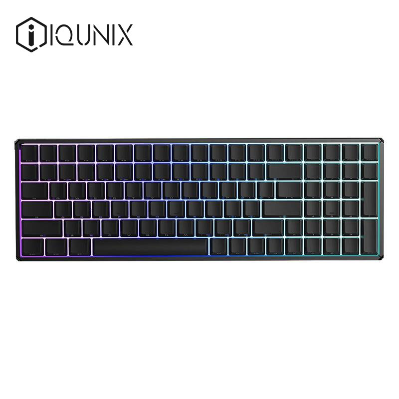 iQunix F96-碳黑版 机械键盘  无线蓝牙键盘 游戏键盘 CNC铝合金外壳100键Cherry轴RGB背光吃鸡键盘  茶轴