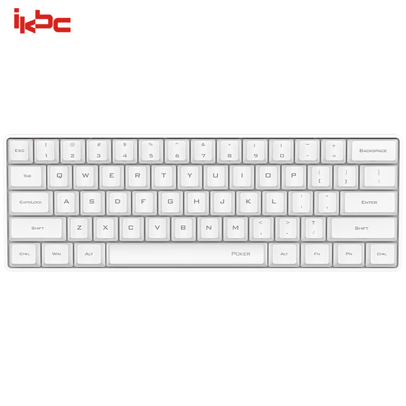 ikbc poker 机械键盘 有线键盘 游戏键盘 61键 PBT键帽 cherry轴 迷你键盘 吃鸡神器 白色 红轴