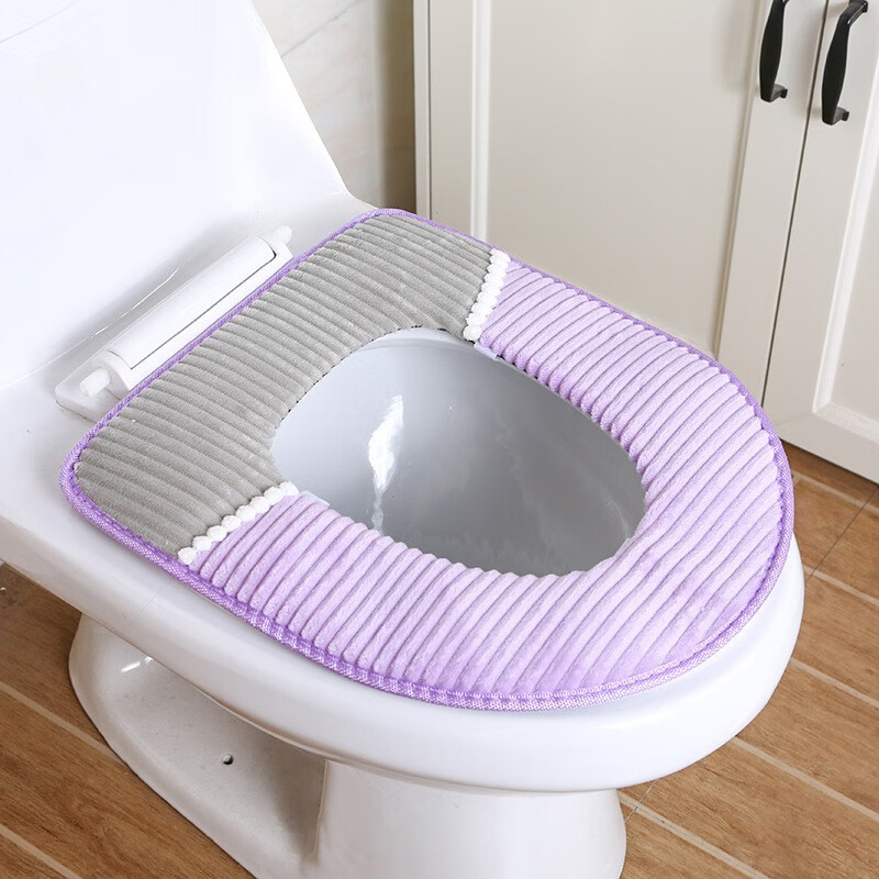 坐便器垫子座圈马桶垫厕所坐垫通用套暖暖加厚家用毛绒冬季 紫色