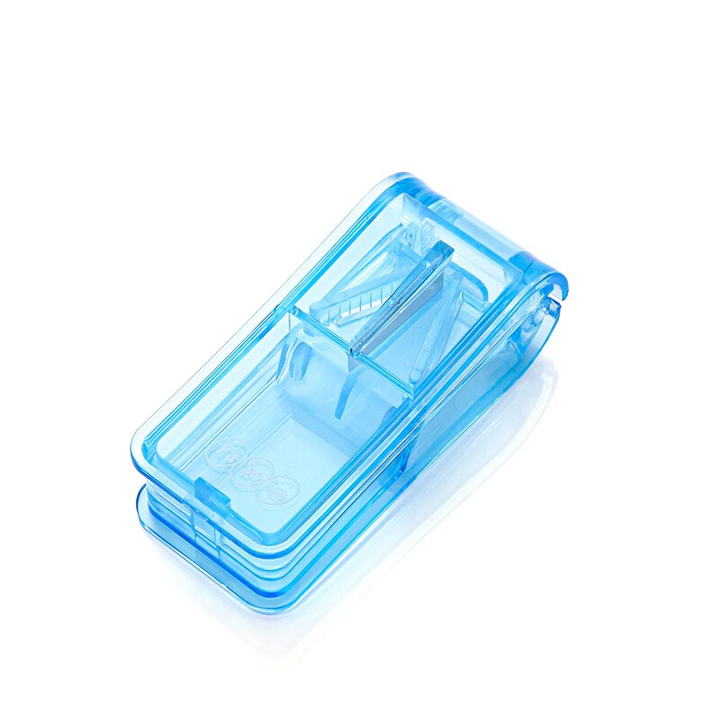 HeeryT(合和泰) FaSoLa 切药器可固定药片分割器透明切药盒便携迷你塑料分药盒 蓝色