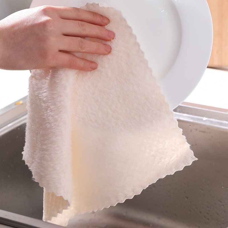 吸水抹布 厨房家居多用清洁巾洗碗布擦桌子珊瑚绒百洁布25*25cm 升级款珊瑚绒4片装（颜色随机）