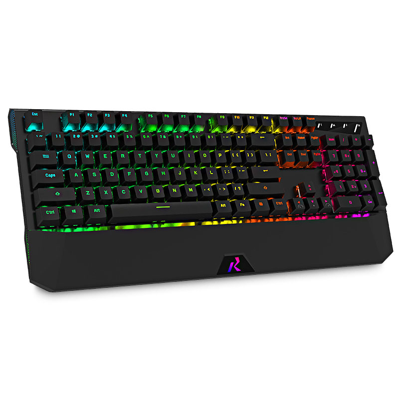 RK(ROYAL KLUDGE)灵耀机械键盘有线键盘游戏键盘104键宏定义按键大手托RGB背光键盘黑色黑轴