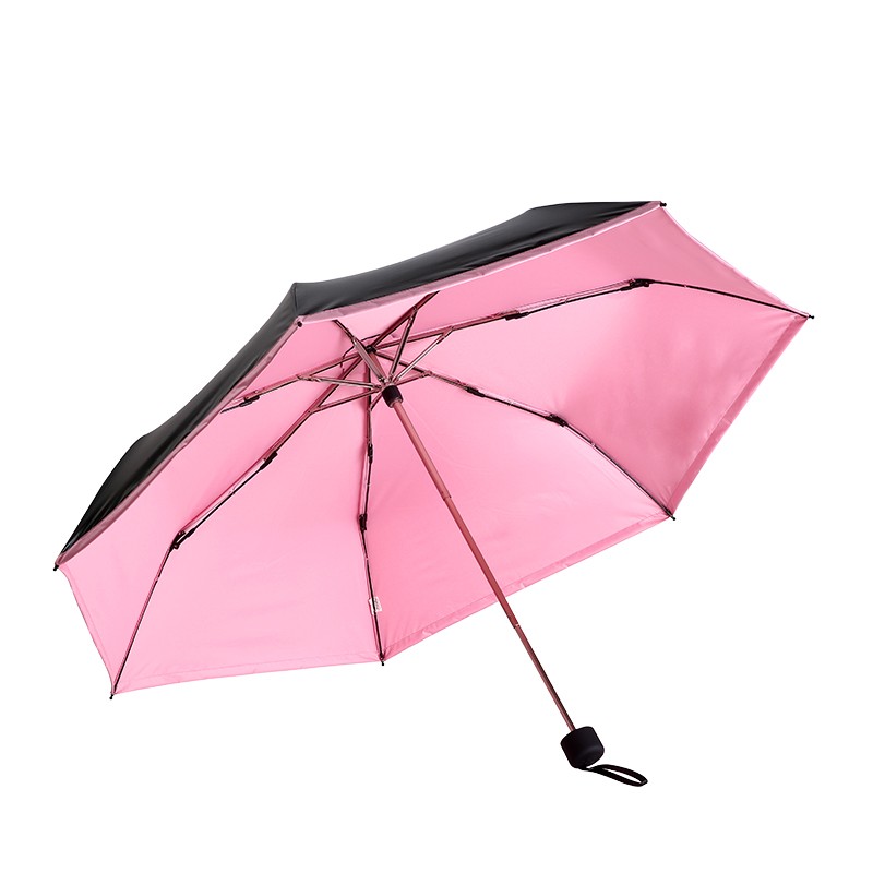HeeryT(合和泰) FaSoLa  7K三折黑胶遮阳伞 三折晴雨两用折叠雨伞防晒伞遮阳伞黑胶伞 粉色