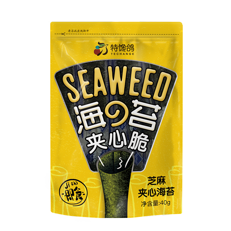 特馋鸽 芝麻夹心海苔脆40g/袋 花生南瓜子巴旦木夹心 巴旦木夹心海苔40g*4袋