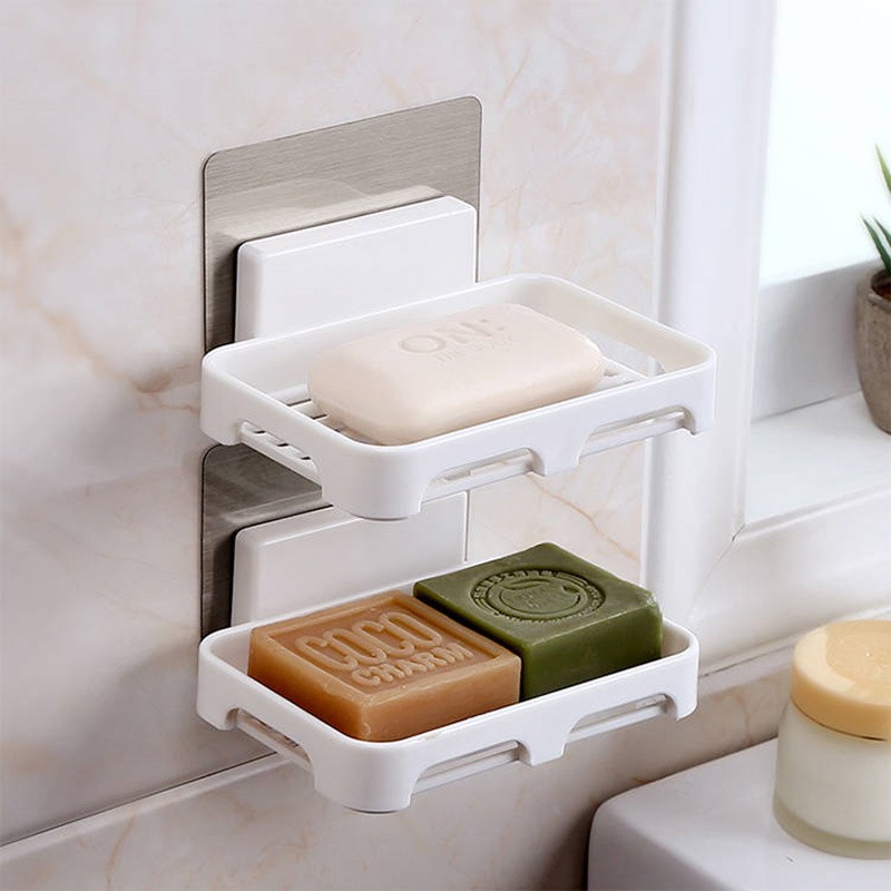 高品质肥皂盒吸盘壁挂香皂盒沥水卫生间香皂架肥皂架免打孔 4个随机色肥皂架