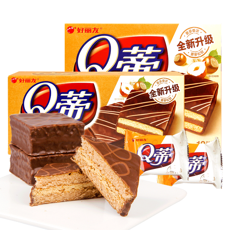 好丽友Q蒂 巧克力蛋糕盒装摩卡味糕点网红零食小吃休闲食品早餐 Q蒂摩卡蛋糕(6枚)