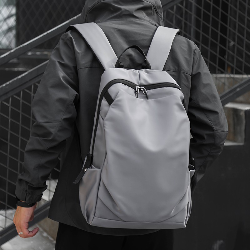 双肩包商务旅行背包大容量书包小米男士时尚电脑包高中初中女学生 灰色