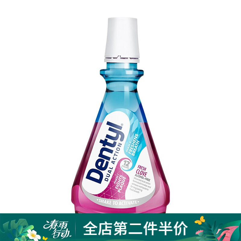 邓特艾克Dentyl Active漱口水清新口气口腔杀菌不含酒精去牙结石孕妇儿童可用500ml 清新丁香